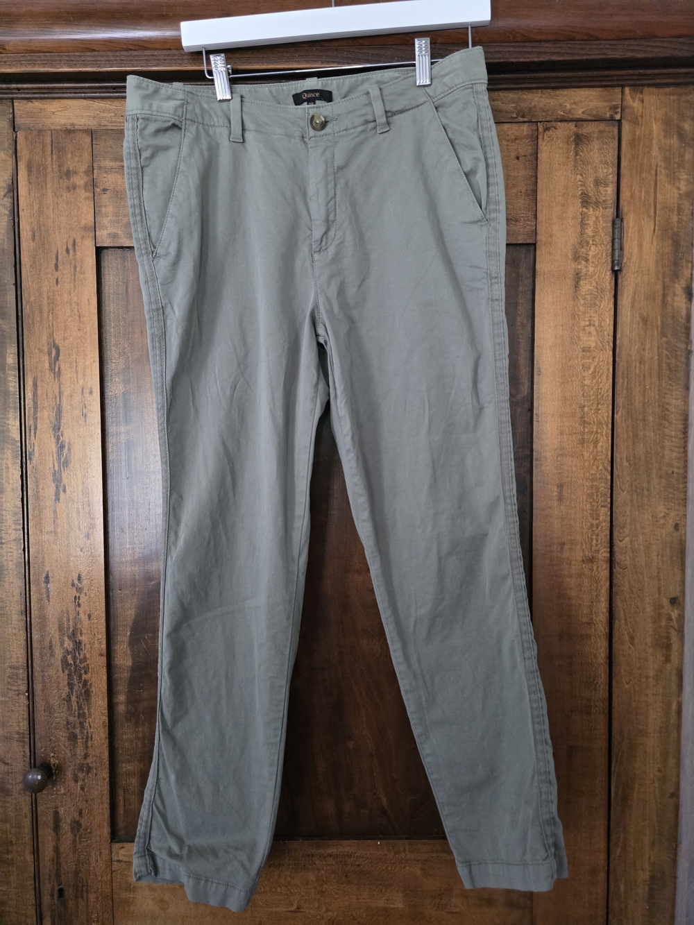O Quince Stretch Cotton Twill Girlfriend Chinos Straight-Leg Pants in Olive 29